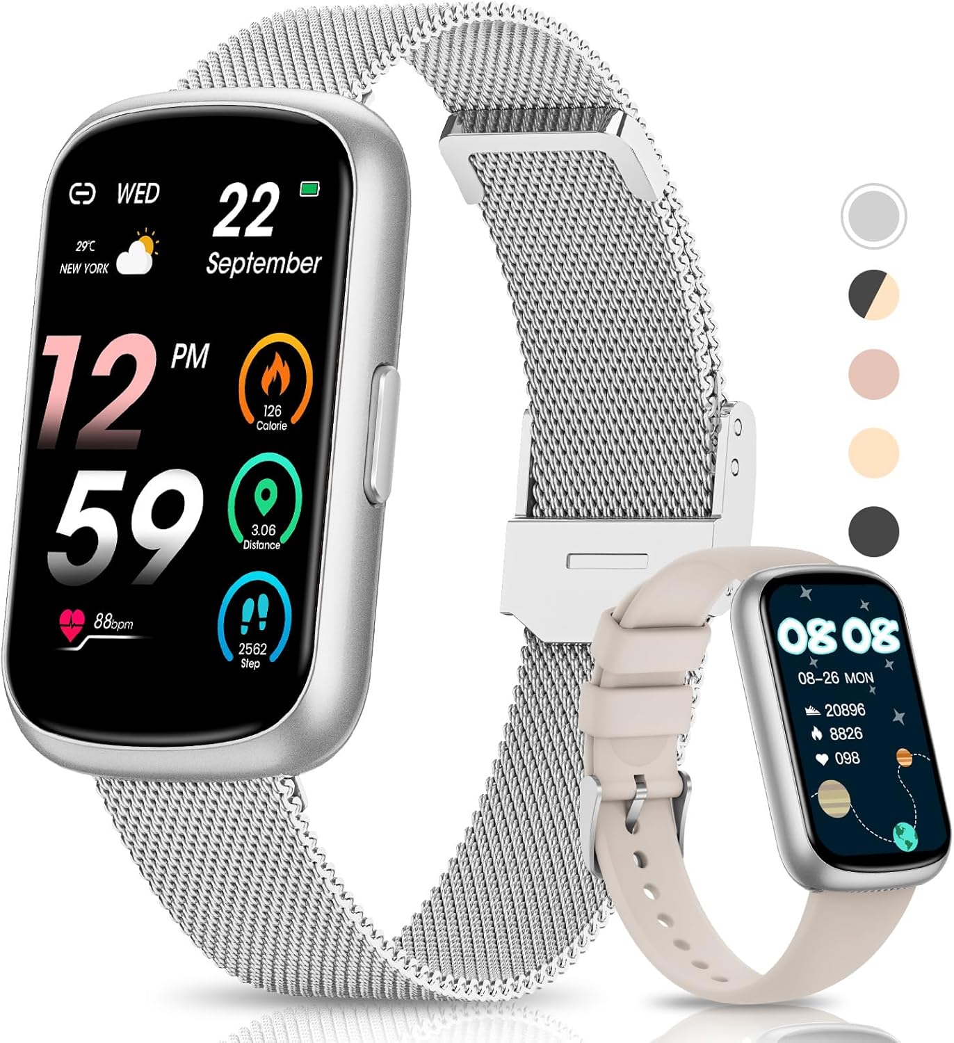 Fitness Tracker, Fitness Watches for Women/Men with 24H Heart Rate/Steps/Sleep Tracker, Smart Watch for Android/iOS Phones