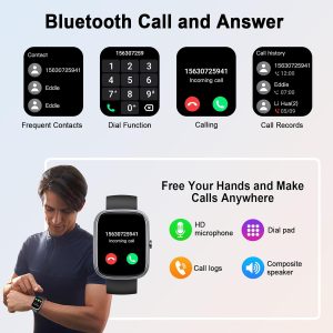 Smart Watch, 2025 HD 1.91″ Smartwatch for Men Women(Answer/Make Call), 112+Sports Modes Fitness Activity Tracker, Calories/Heart Rate/Sleep Monitor, IP68 Waterproof Step Counter for Android iOS